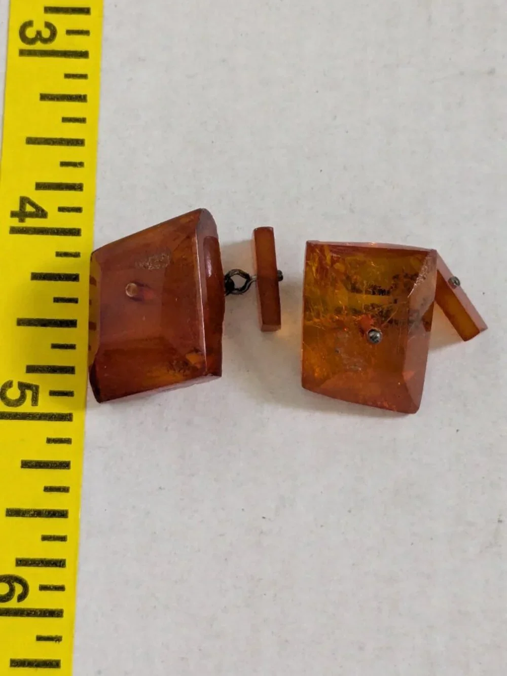 Antique Rectangular Baltic Amber Cuff Links